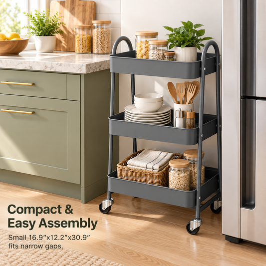 3-Tier Metal Rolling Utility Cart