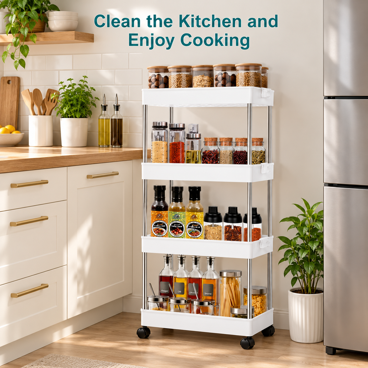 4-Tier Slim Rolling Storage Cart