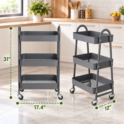 3-Tier Metal Rolling Utility Cart
