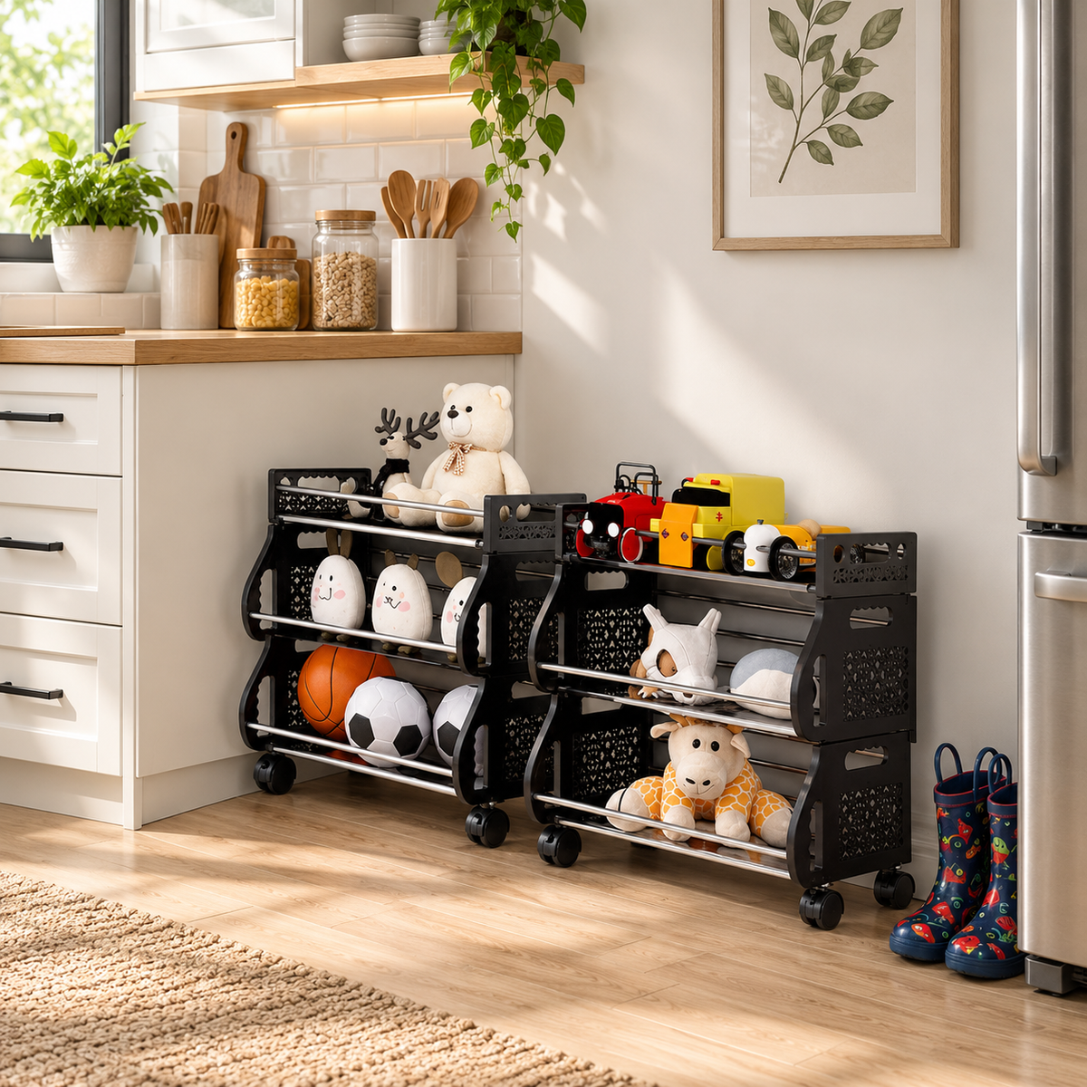 3-Tier Rolling Produce Basket Cart