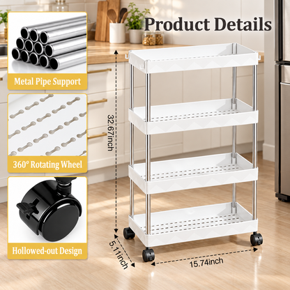 4-Tier Slim Rolling Storage Cart