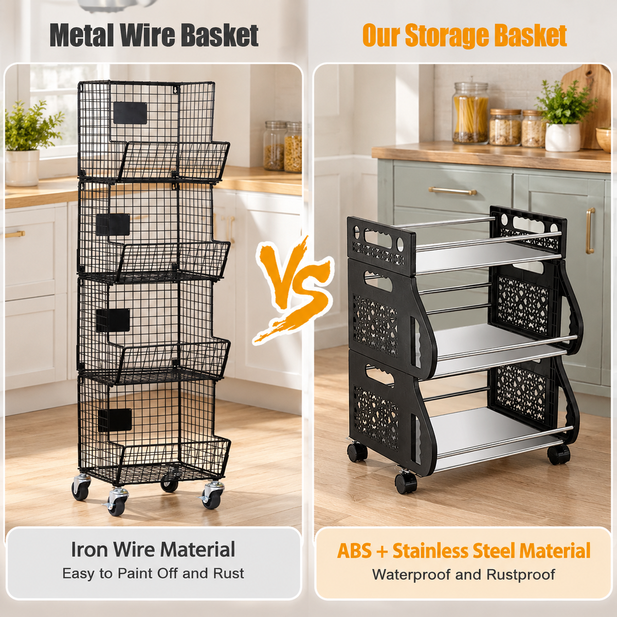 3-Tier Rolling Produce Basket Cart