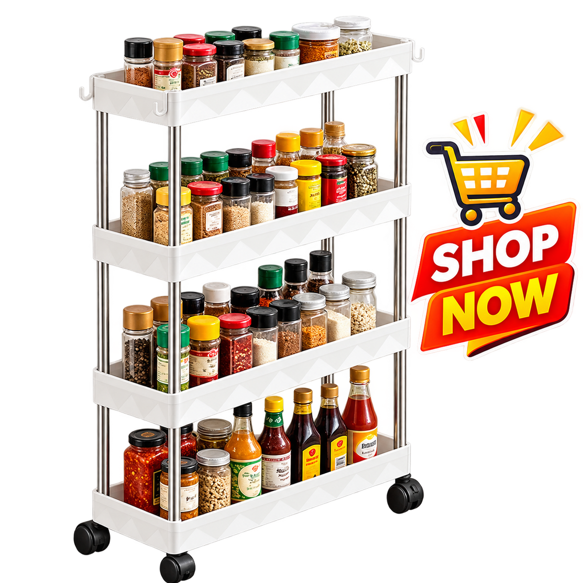 4-Tier Slim Rolling Storage Cart