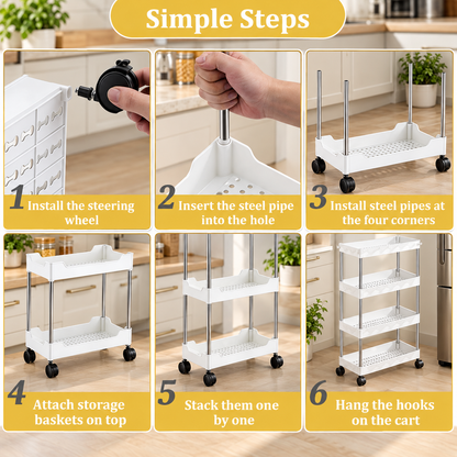 4-Tier Slim Rolling Storage Cart