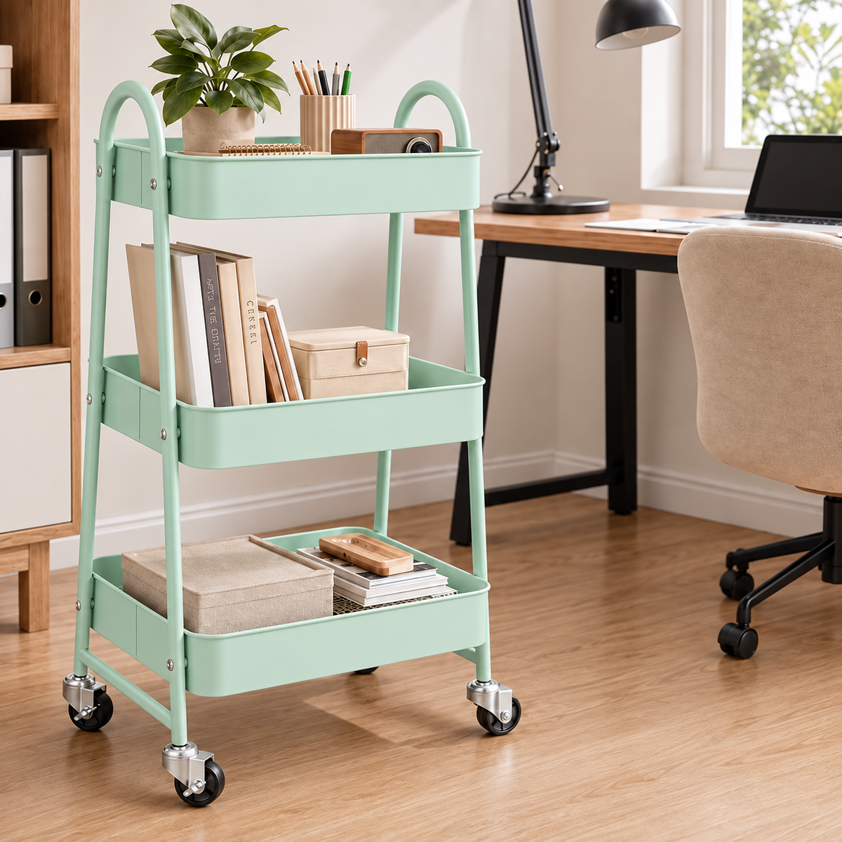 3-Tier Metal Rolling Utility Cart
