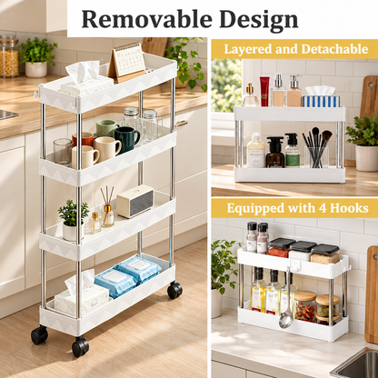 4-Tier Slim Rolling Storage Cart