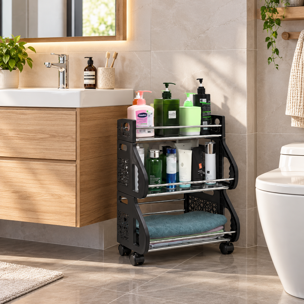 3-Tier Rolling Produce Basket Cart