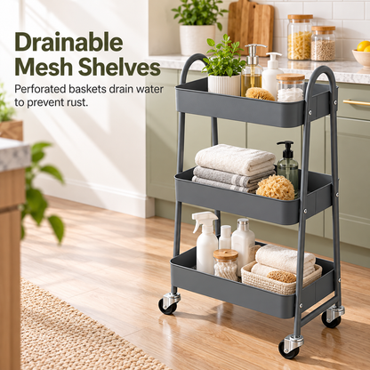 3-Tier Metal Rolling Utility Cart