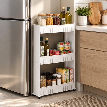 3-Tier Slim Kitchen Rolling Cart