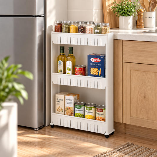 3-Tier Slim Kitchen Rolling Cart
