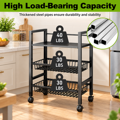 3-Tier Detachable Basket Kitchen Cart